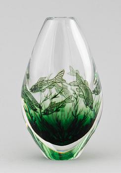 VAS, glas, "Fiskgraal", Edvard Hald, Orrefors. Sign.