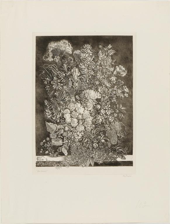 STIG BORGLIND, 5 st, torrnålsetsningar, signerade, 1900-tal.