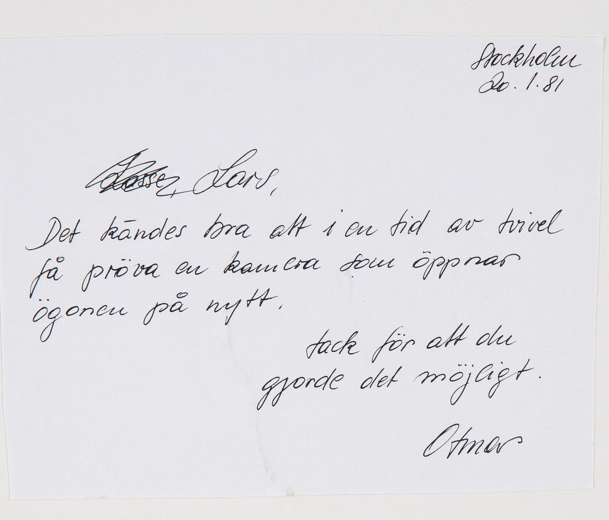 Otmar Thormann, photograph signed and dated 20.1.81 on verso.