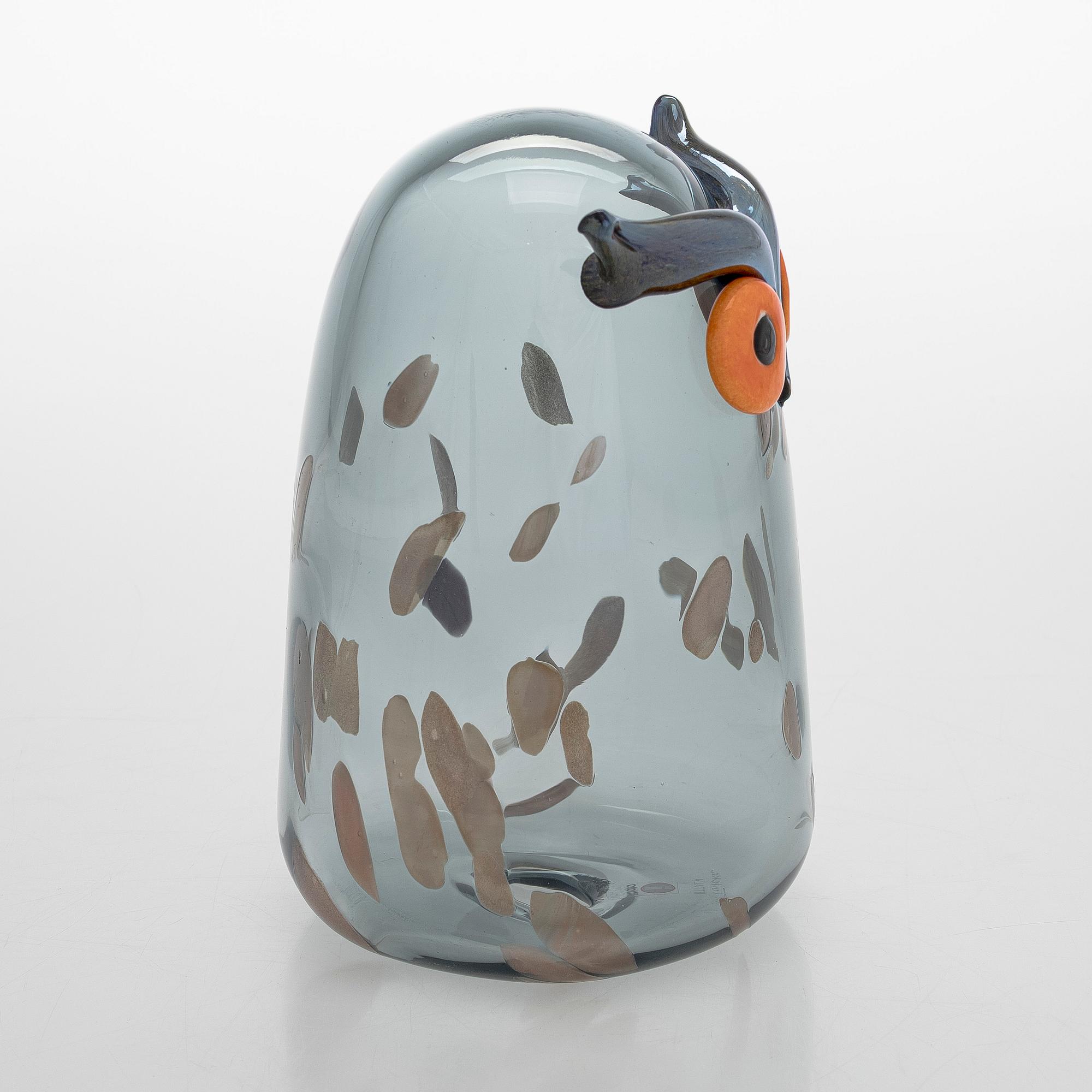 Oiva Toikka, glasfågel, "Long-eared owl", signerad O. Toikka Iittala.