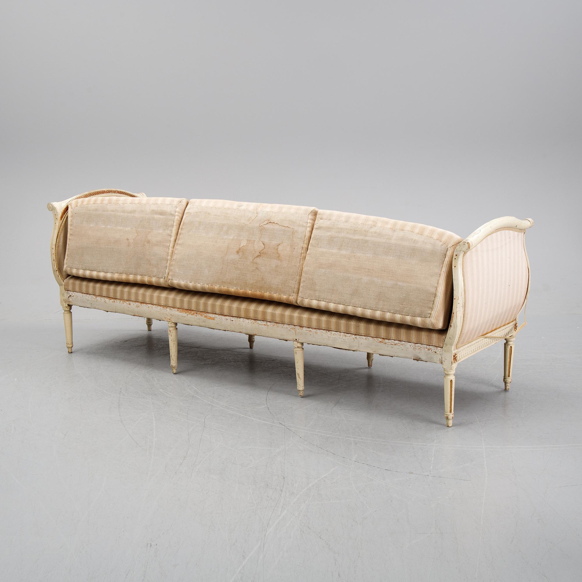 A Gustavian sofa, secondhalf of the 18th Century.