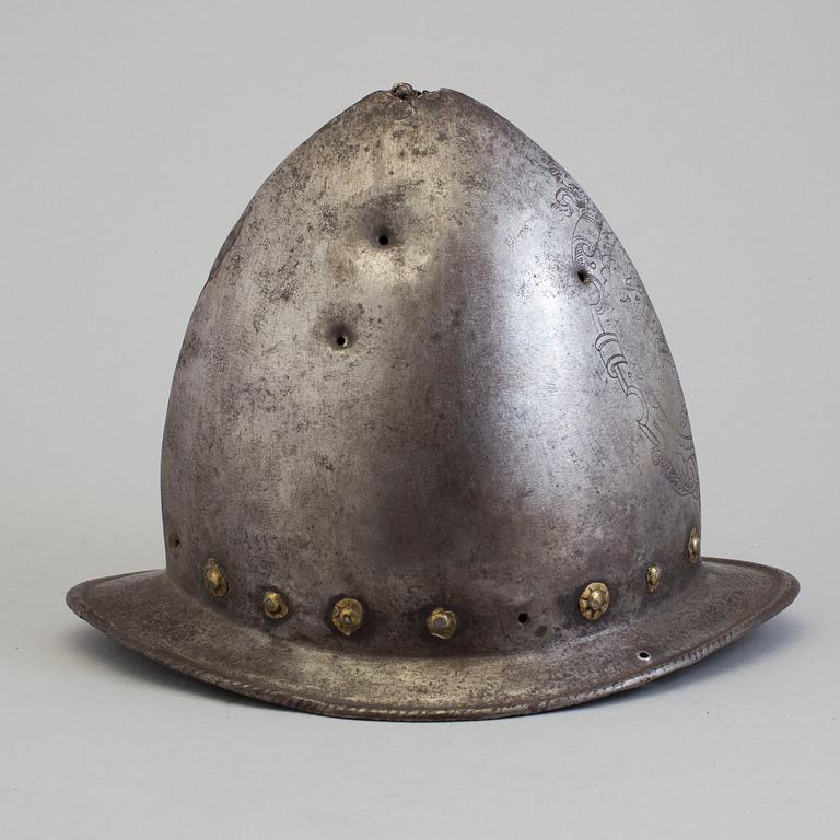 A 16th century cabasset helmet.