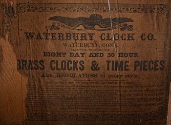 VÄGGUR, Waterbury Clock Company Connecticut, USA, 1800-talets mitt.