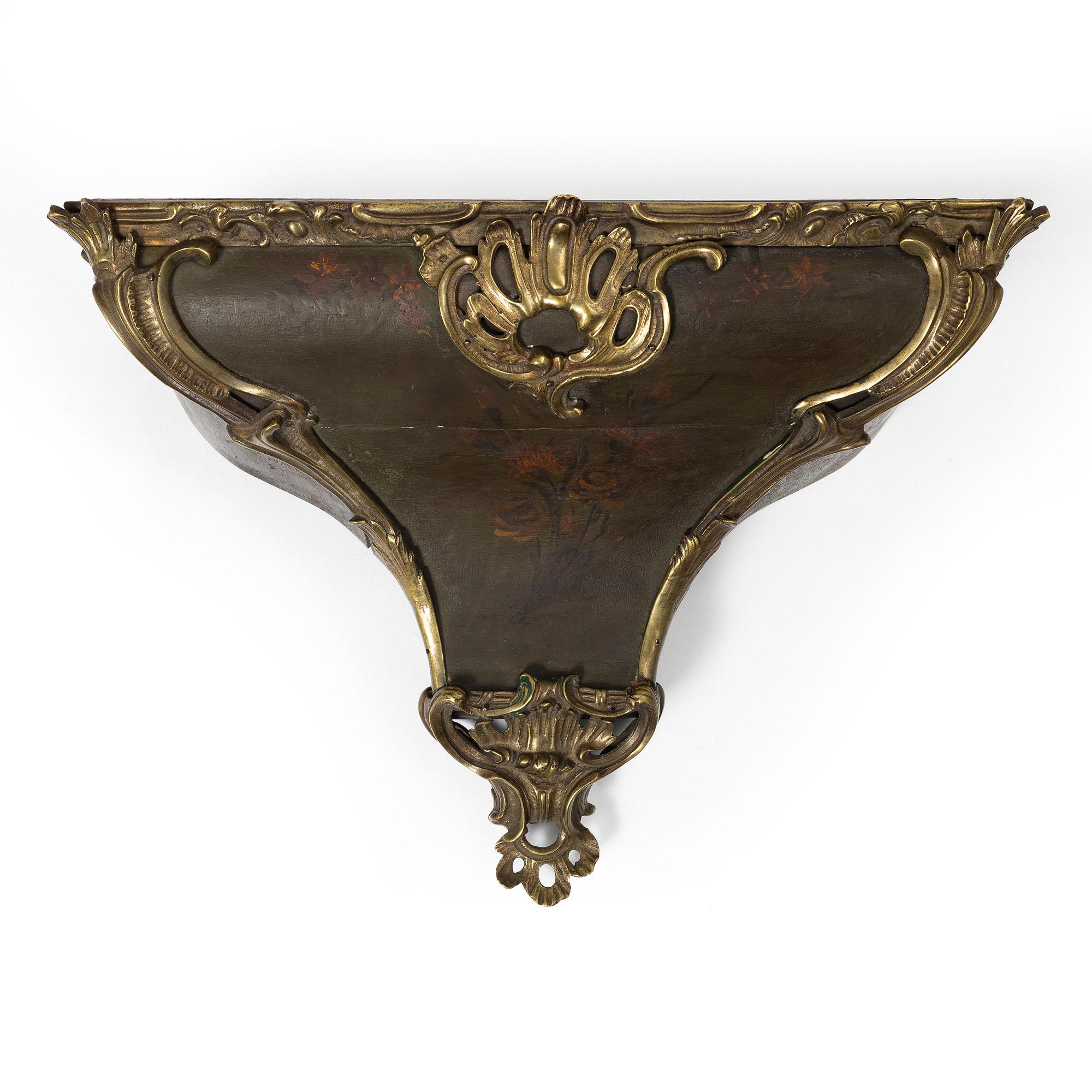 A presumably French Louis XV bronze-mounted console, mid 18th century.