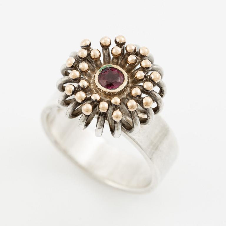 Anders Högberg, ring, sterling silver with a pink stone, Gothenburg 1989.