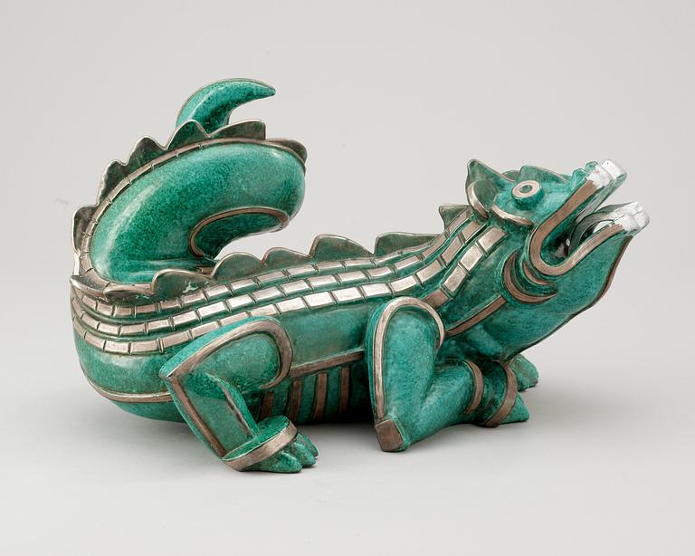 A Wilhelm Kåge stoneware dragon's mam, Gustavsberg 1939.