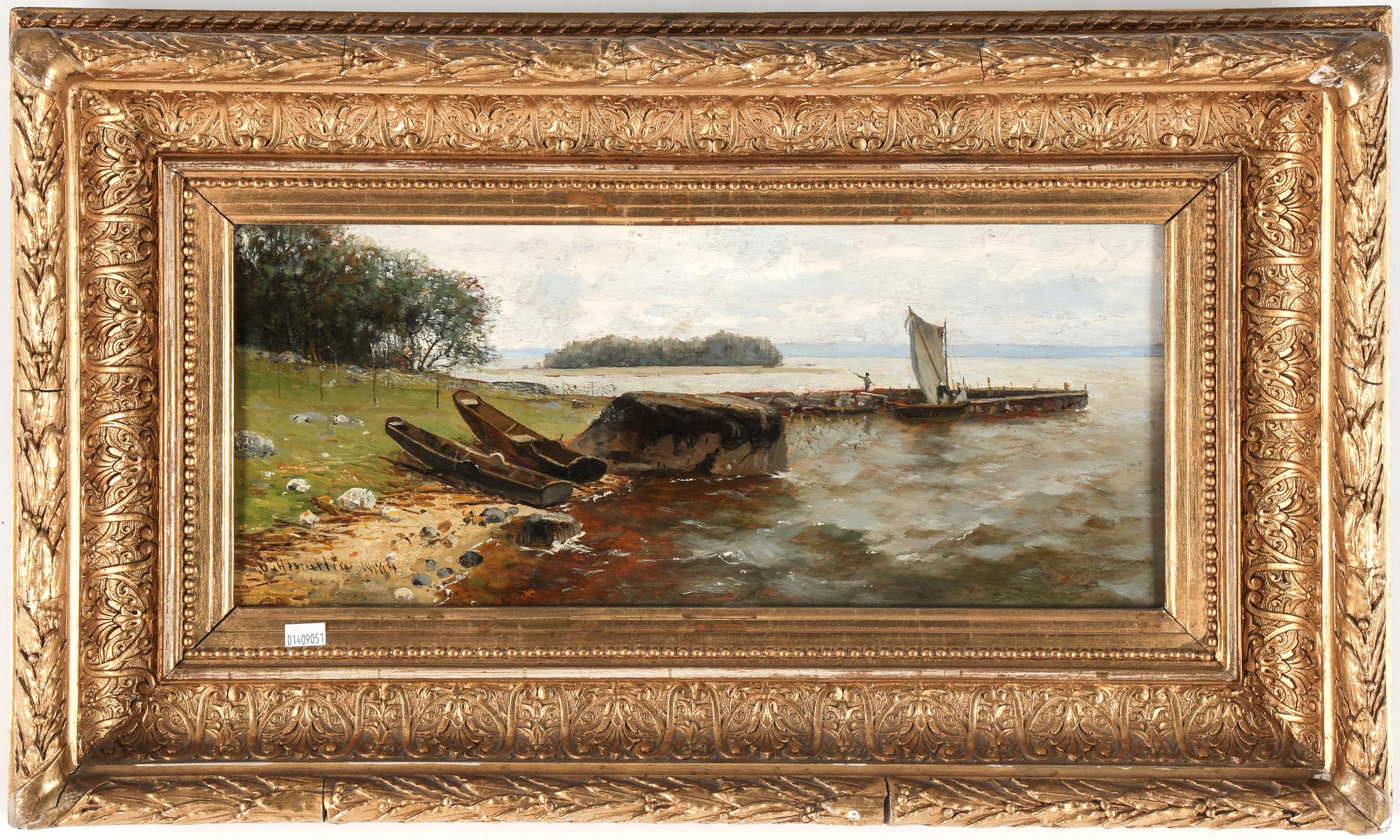 OLOF HERMELIN, olja på pannå. Signerad och daterad 1884.