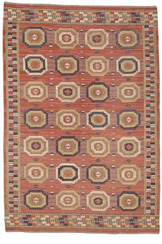 Märta Måås-Fjetterström, Matto, "Röda Åttan", flat weave, ca 298,5-301 x 202-205,5 cm, signed MMF.