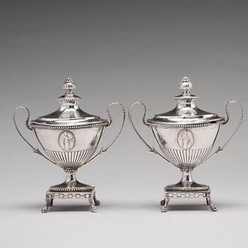 Johan Ekholm, sockerskålar, ett par, silver, Stockholm 1792. Gustavianska.