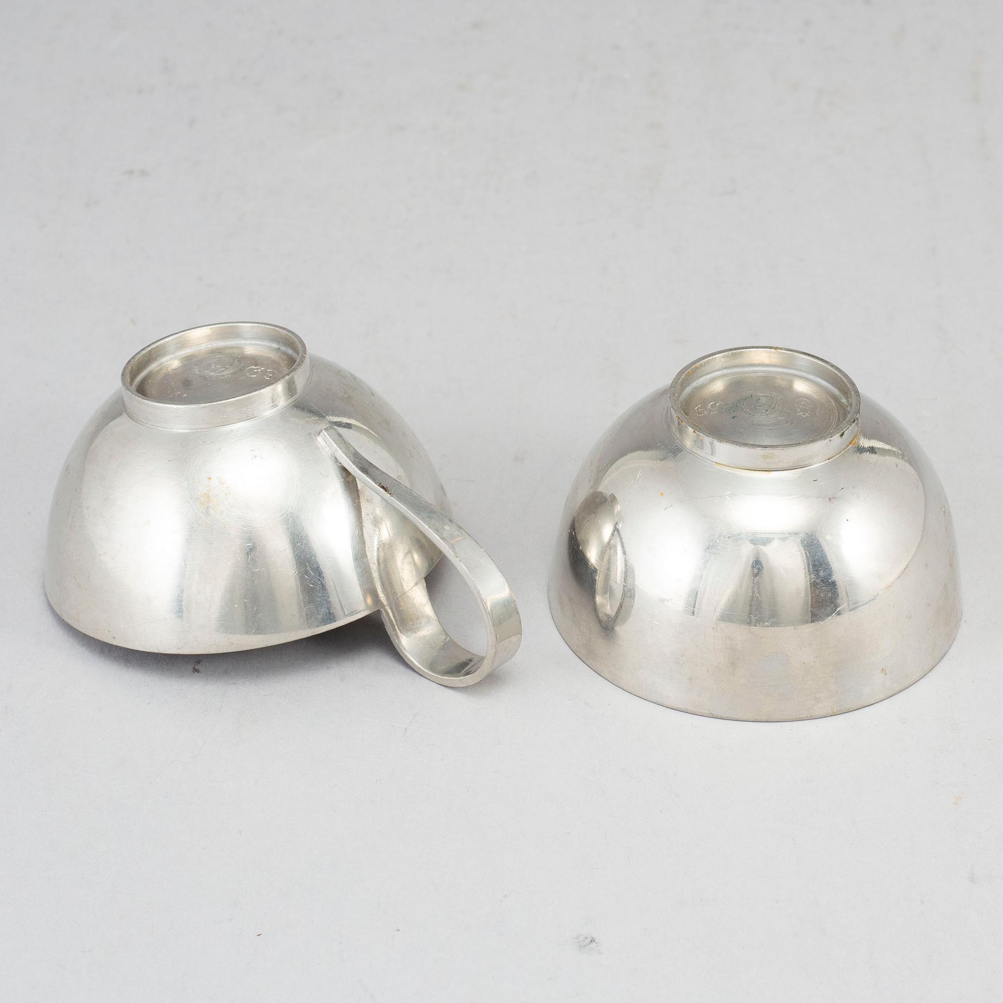 FIRMA SVENSKT TENN, a pewter sugar bowl and creamer. Stockholm 1957.