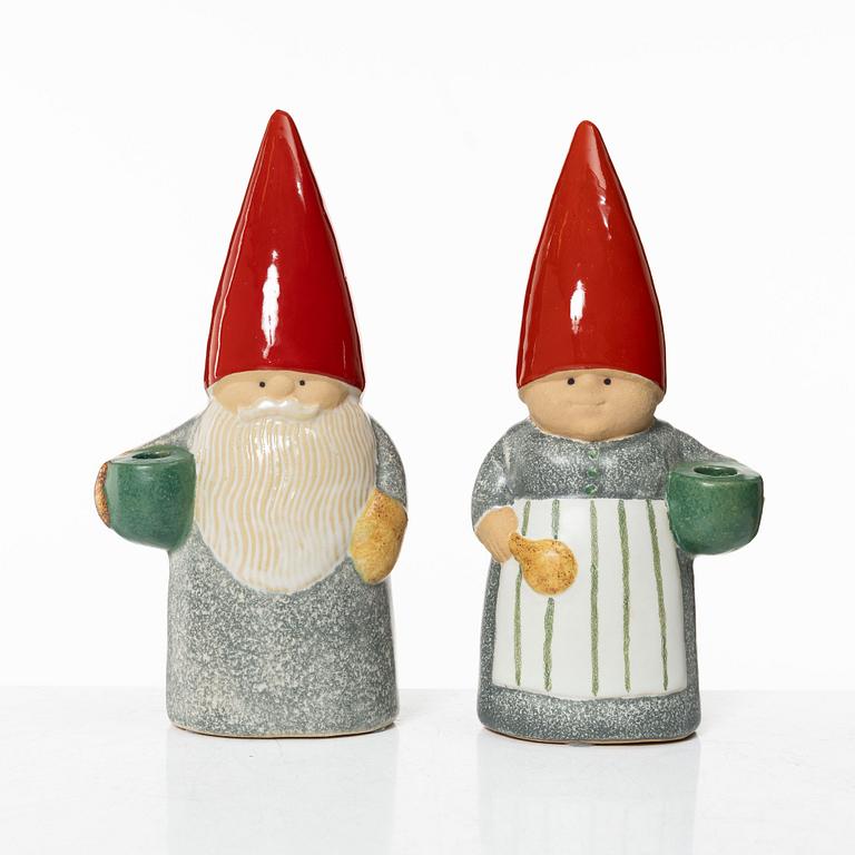 Lisa Larson, figuriner, 8 st, stengods, bl.a. ur serien "Tomtefamiljen", Gustavsberg och K-Studion.