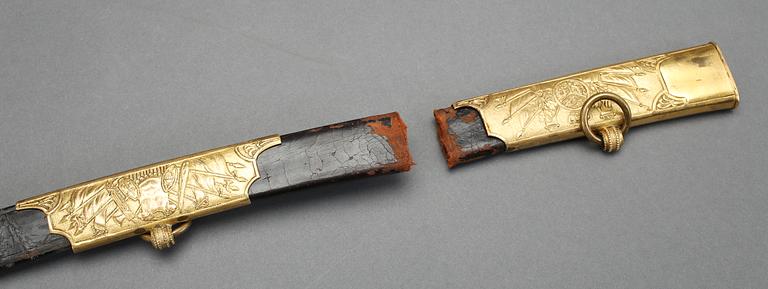 OFFICERSSABEL, med monogram för Kronprins Carl Johan av Sverige och Norge, möjligen 1814-18.