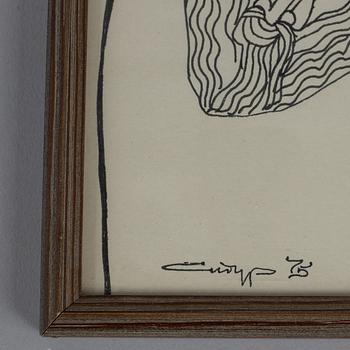 VADIM SIDUR, a set of 7 felt pen/ink drawings, signed and dated -70,  -74. -75, 78, -80.