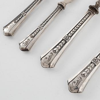 Fiskbestick i schatull, 26 delar, silver, WT Binder, Bremen, Tyskland omkring år 1900.