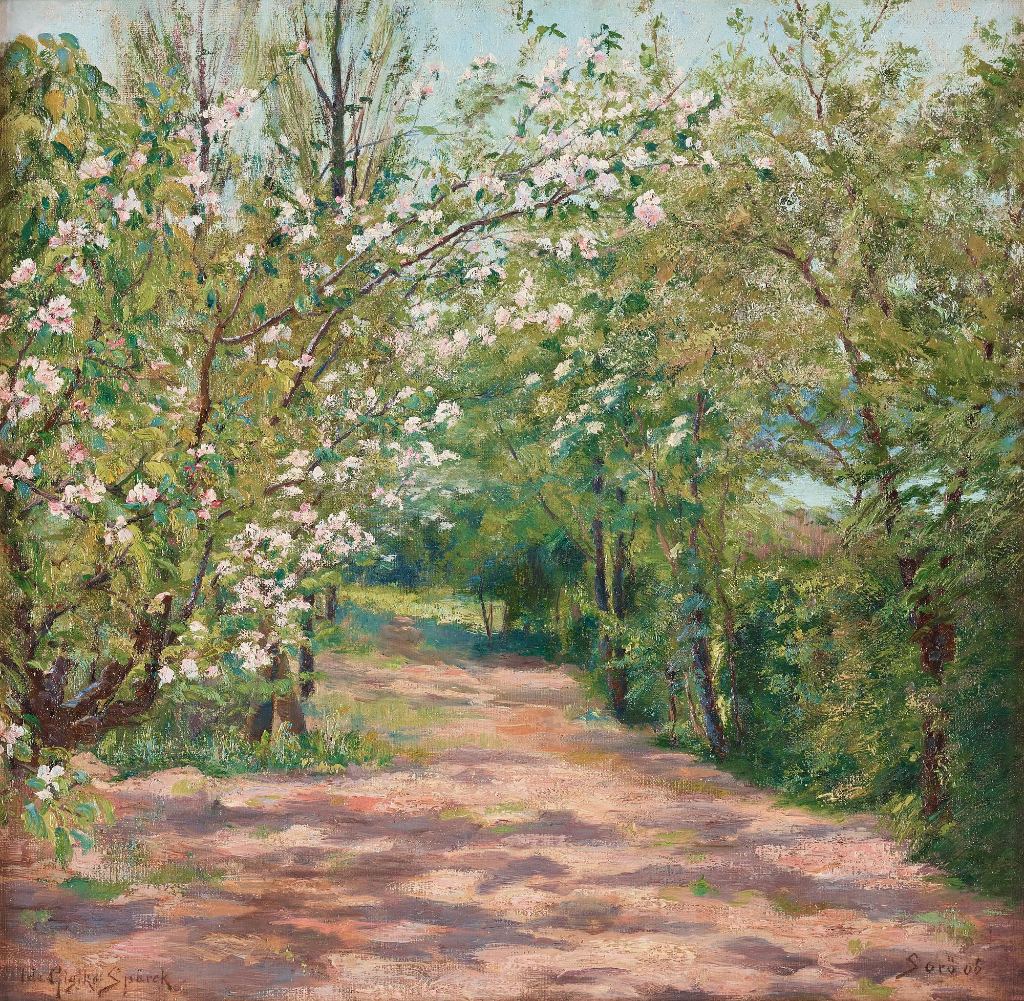 Ida Gisiko-Spärck, Vårlandskap med blommande träd.