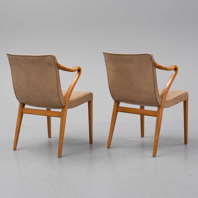 Axel Larsson, a pair of beech armchairs, Svenska Möbelfabriken, Bodafors, 1940's.