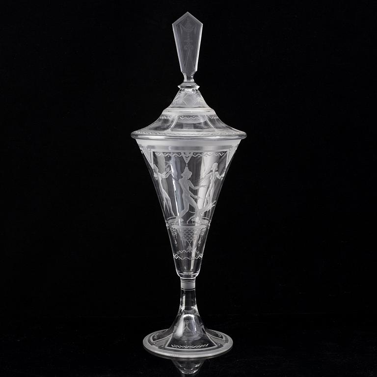 Edvin Ollers, a glass cup, Elme glasbruk, Sweden, 1932.