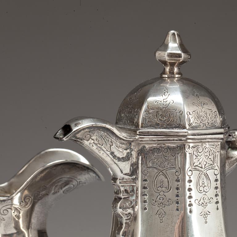 KAFFESERVIS, 3 delar. Silver.
Import, Hallberg 1913. Ca 1200g.