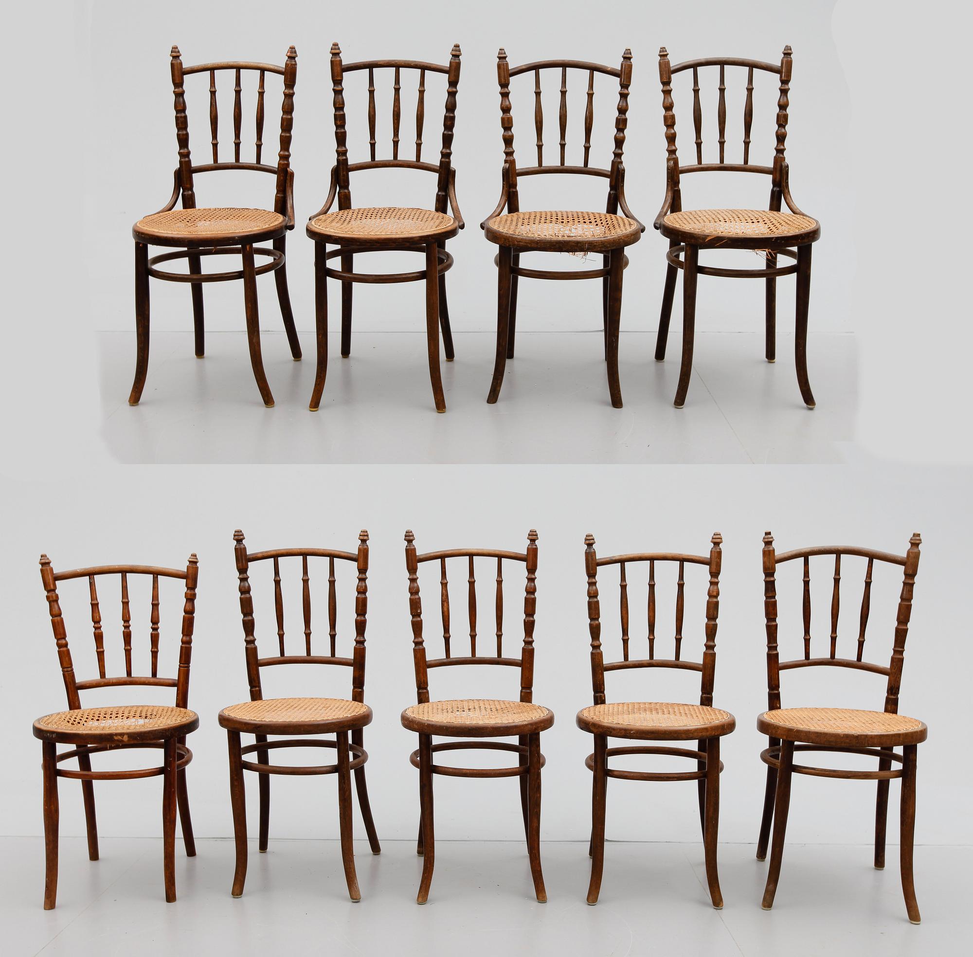 STOLAR, 9 (4+4+1) st, Thonet, tidigt 1900-tal.