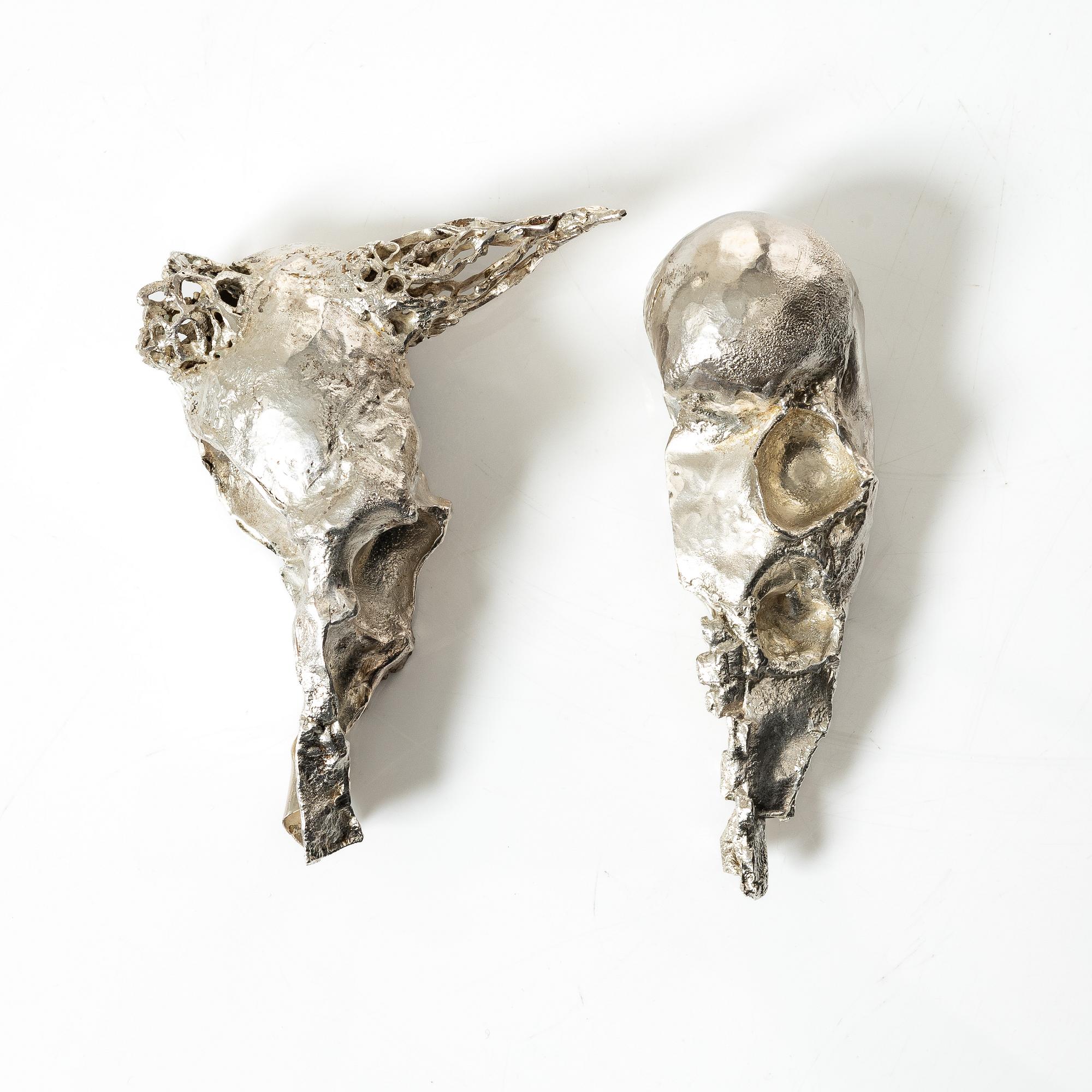 Lars Arby, skulpturer, 2 st, sterlingsilver, Göteborg 1982.
