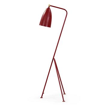 75. Greta Magnusson Grossman, a 'G-33' (Grasshopper) red lacquered floor lamp, Bergboms, Sweden 1950's.