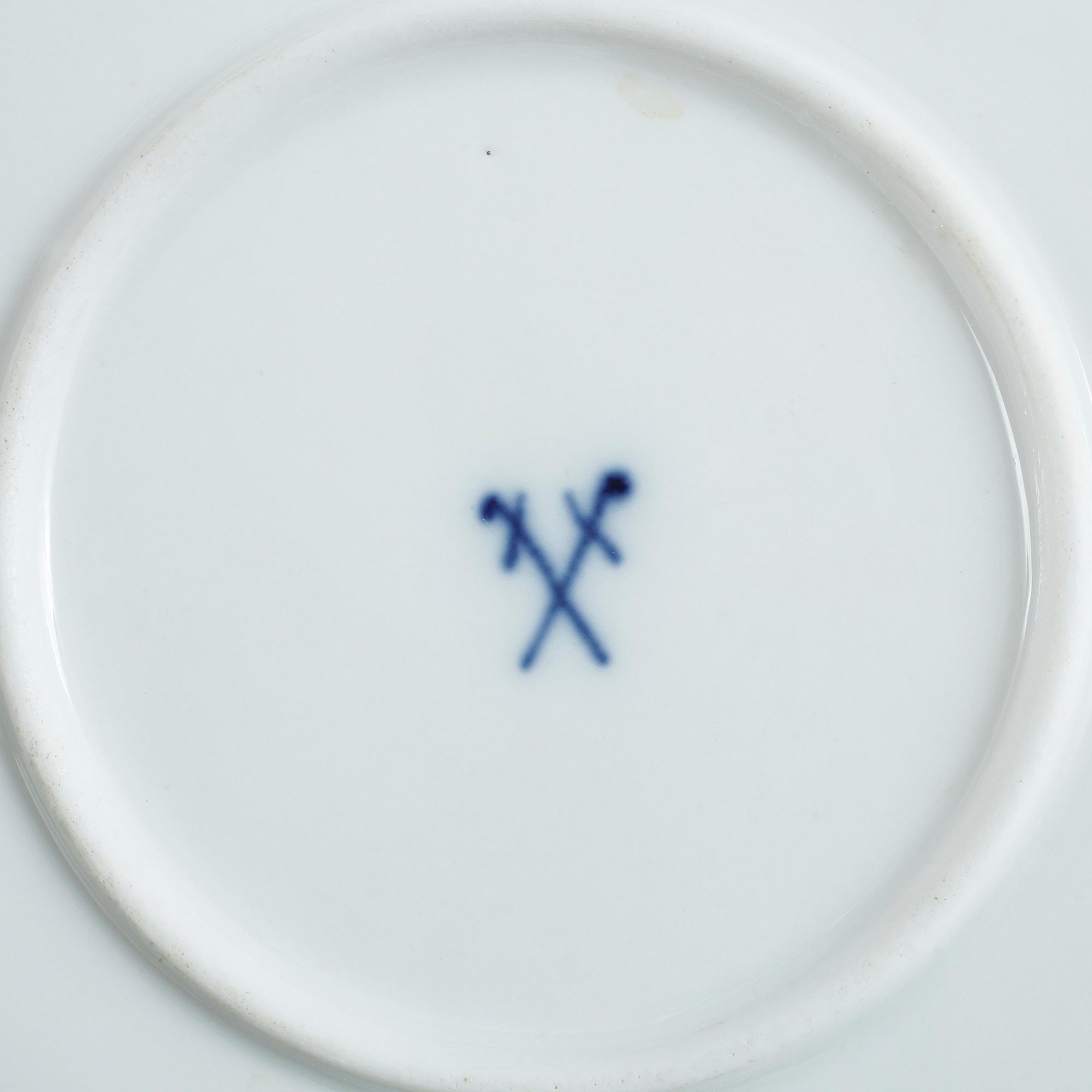 SERVISDELAR, 8 st, porslin, Meissen, 1900-tal.