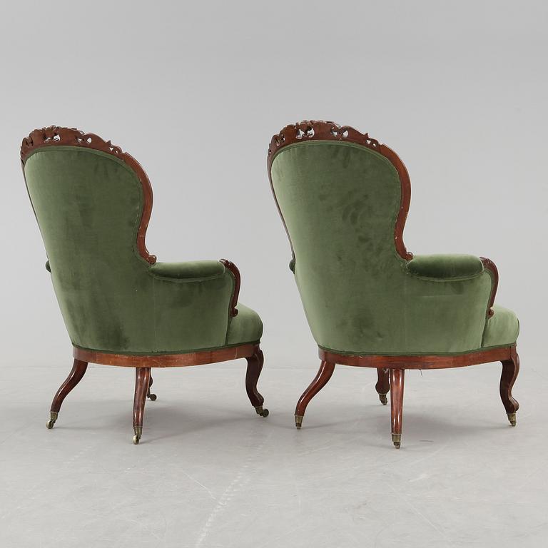 FÅTÖLJER, ett par, Nyrokoko, 1800-talets slut.