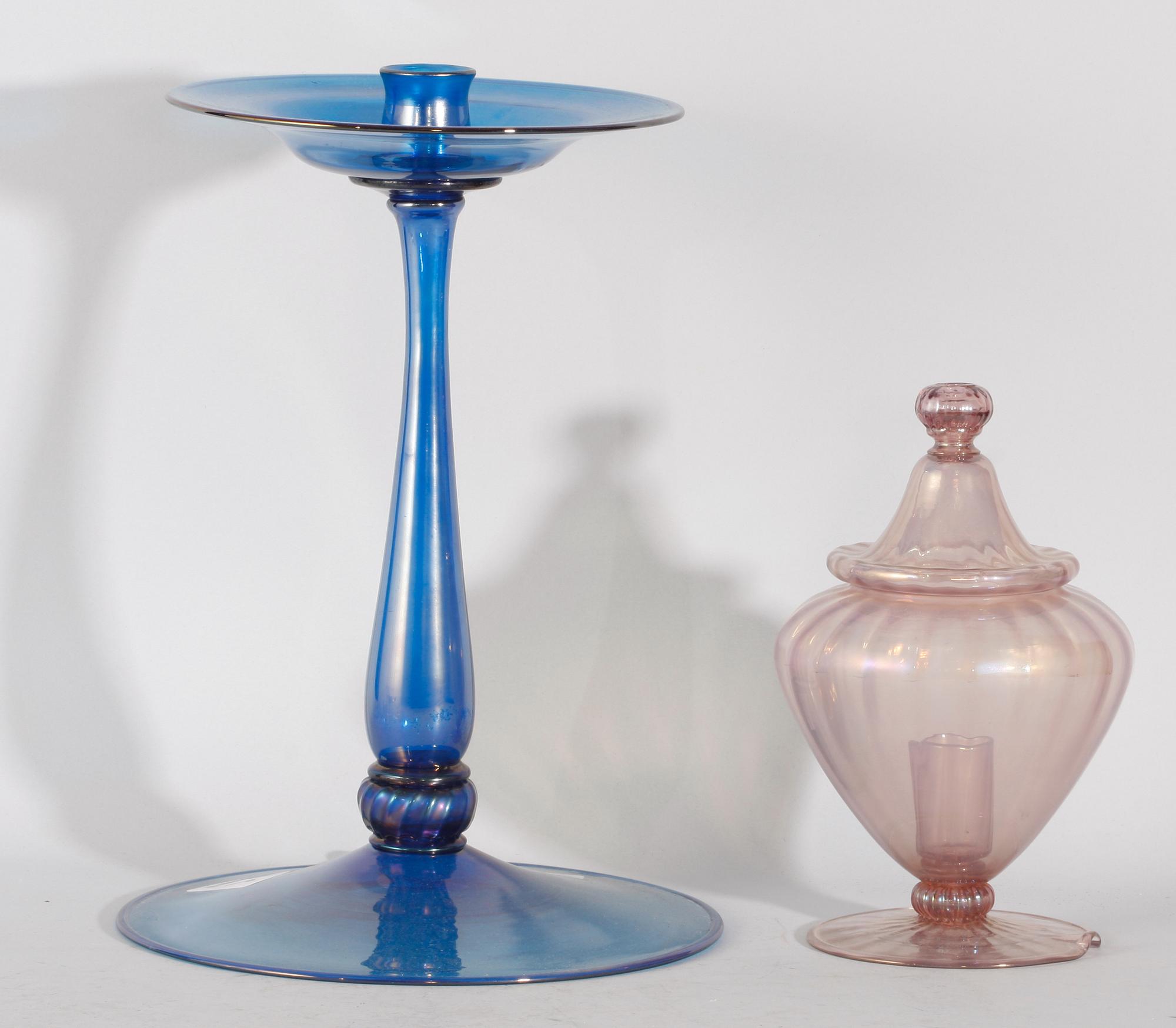 LJUSSTAKE samt LYKTA, glas. Murano.