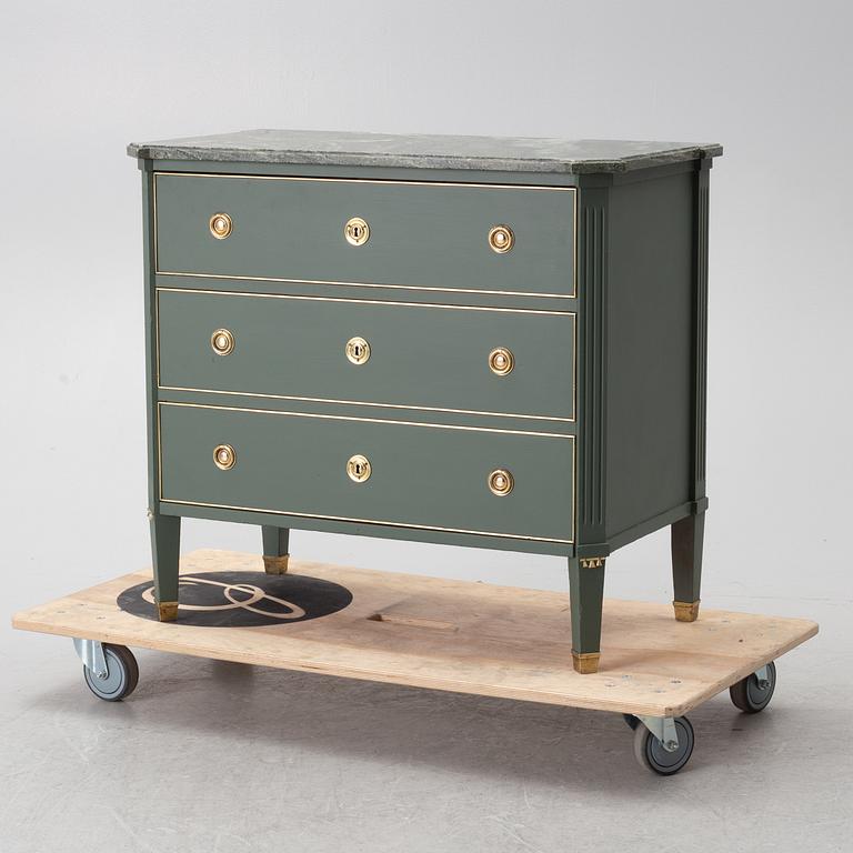A Gustavian style chest of drawers, second half of the 20th century.