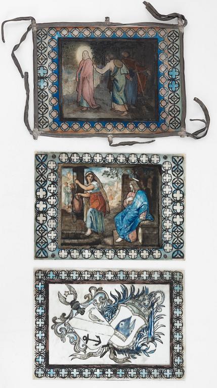 Glasmålningar, 3 st, omkring år 1900.