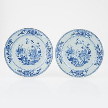 Two blue and white porcelain dishes, Qing Dynasty, Qianlong (1736-95).