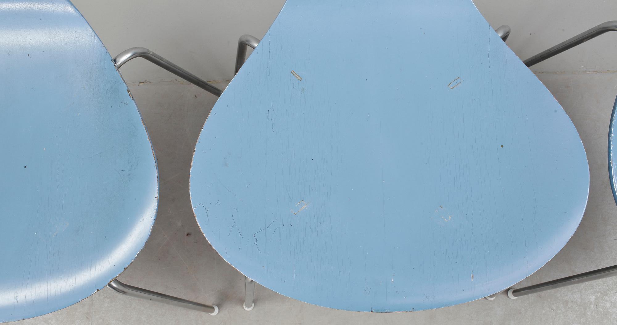 STOLAR, 6 stycken, "Liljan", Arne Jacobsen, 1970-tal.