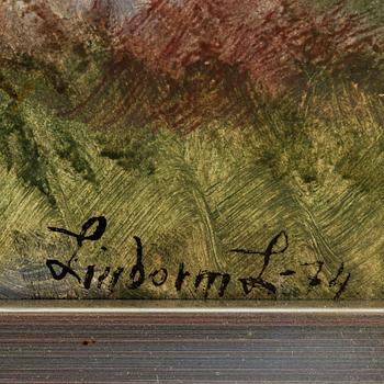 Lindorm Liljefors, oil on board, signed and dated -74.