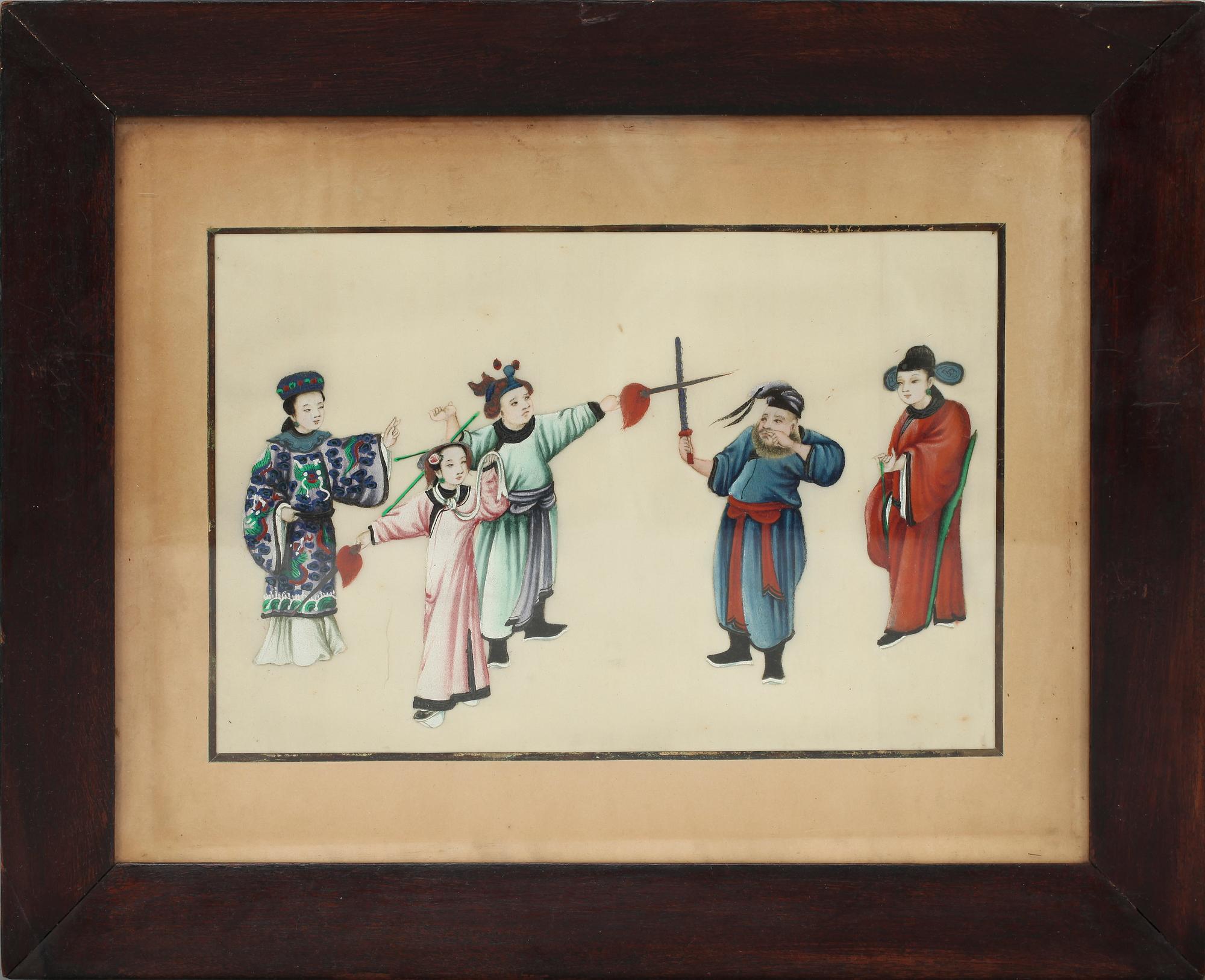 SIDENMÅLNINGAR, 2 st, Kina 1800-tal.