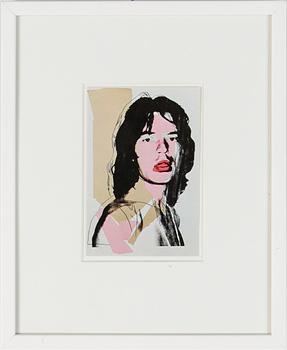 ANDY WARHOL efter, 2 st, färgoffsettryck, ANNOUNCEMENT CARD, Mick Jagger, 1975.