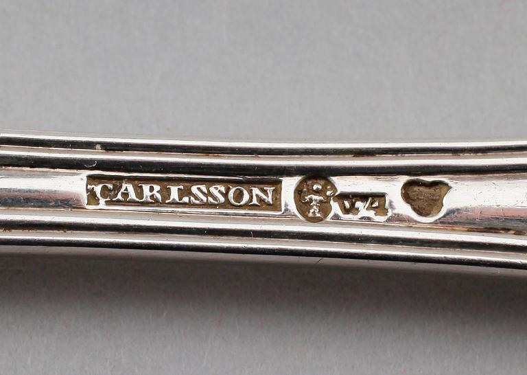 BESTICK, 9 delar, silver, Johan Carlsson, Norrköping 1851. Vikt ca 457 gram.