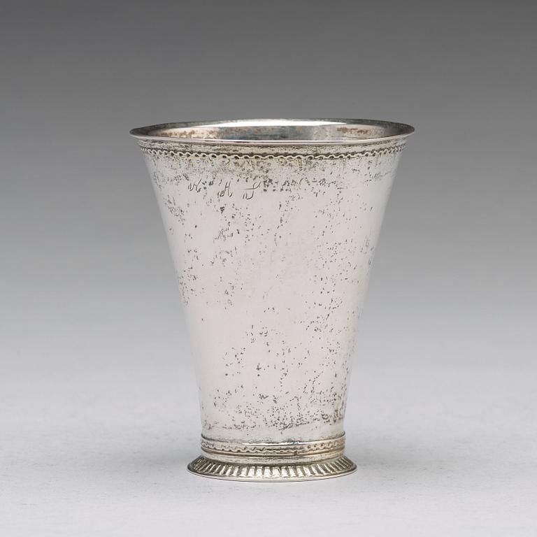 A Swedish 18th century parcel-gilt silver beaker, mark of Petter Julin, Koping 1754.