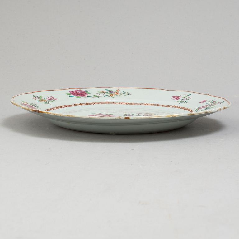 Nine famille rose export porcelain plates, Qing dynasty, Qianlong (1736-95).