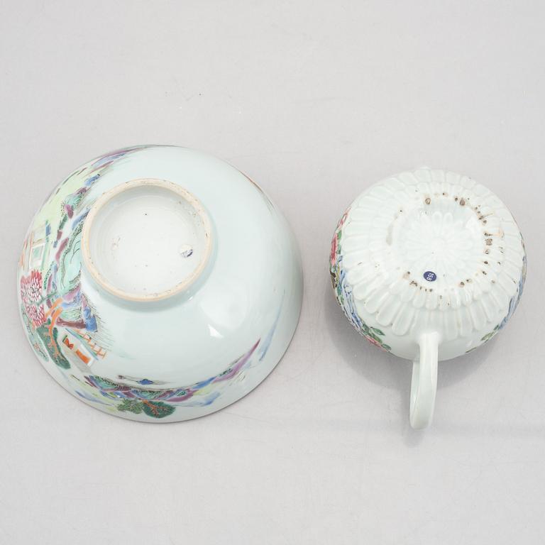 Six pieces of Chinese porcelain, Qing dynasty, 18th-19th century.