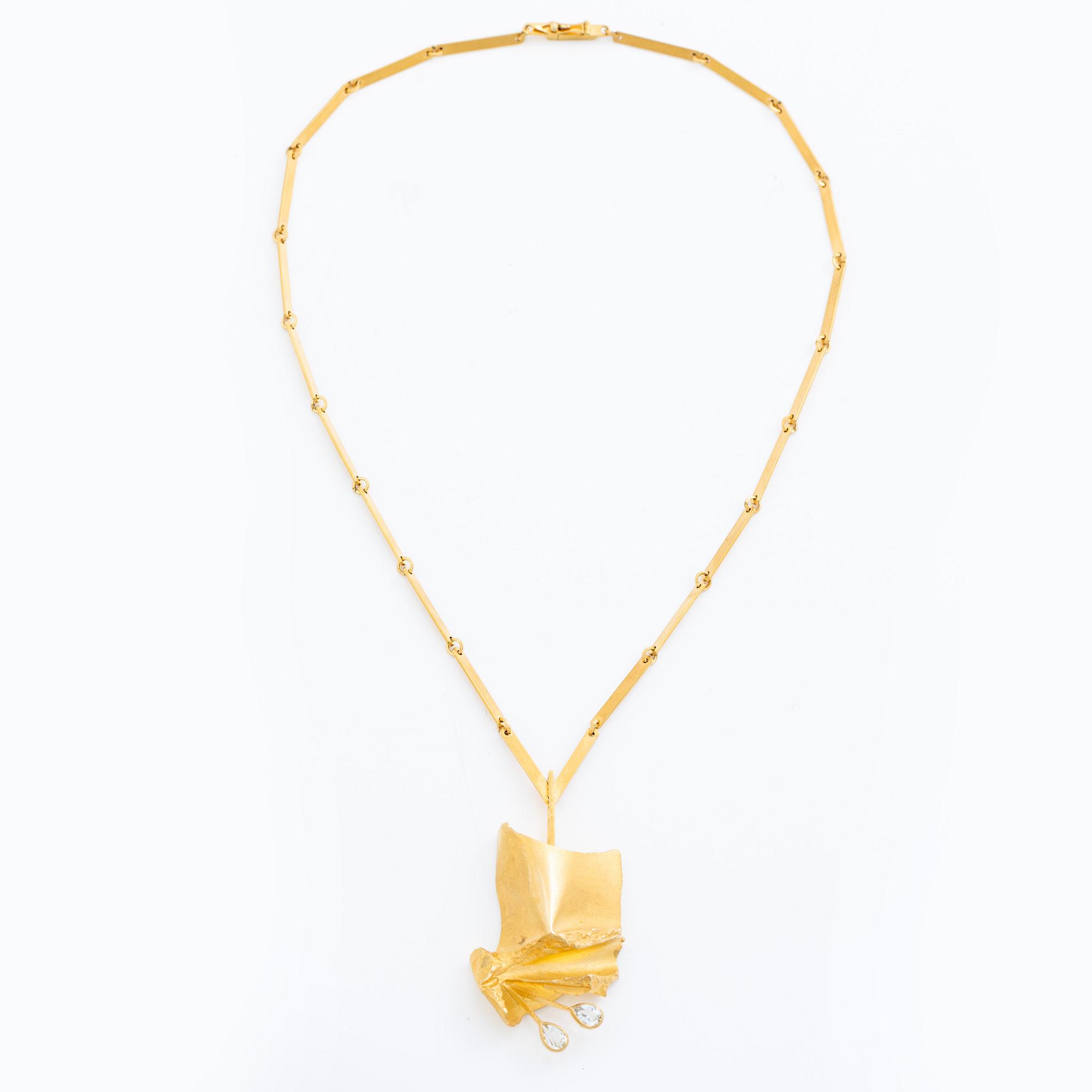 Björn Weckström, a necklace "Inari", 18K gold with faceted rock crystal, Finland. For Lapponia.