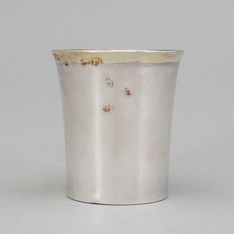 A Swedish early 19th century parcel-gilt beaker, mark of Jacob Möller, Malmö 1808.