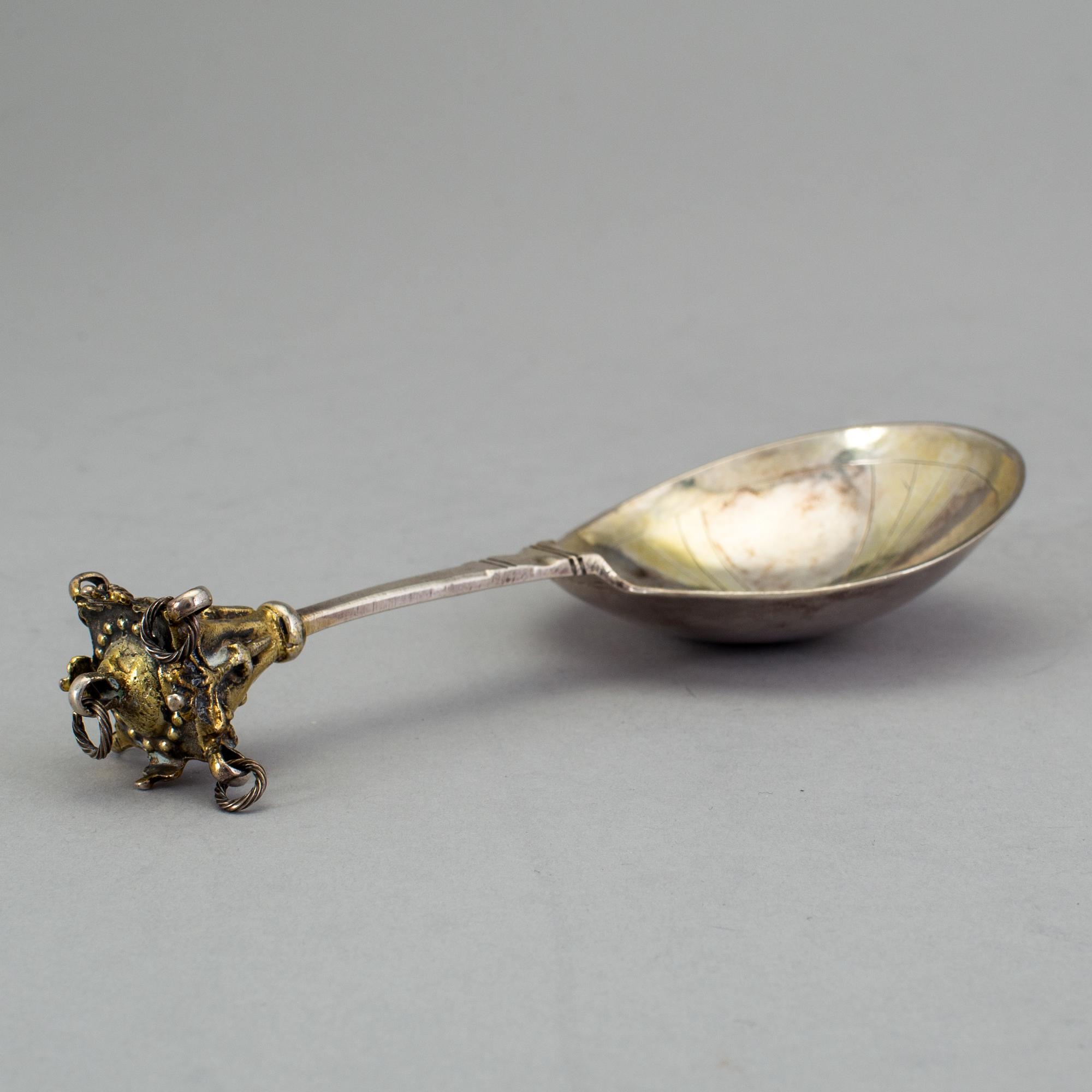 CASIMIR FRIEDRICH MEIDT, Karlskrona (v. 1712-1723(-44)), Supsked med kronknopp, silver.