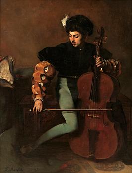 209. Ferdinand Roybet Tillskriven, Musicerande yngling.