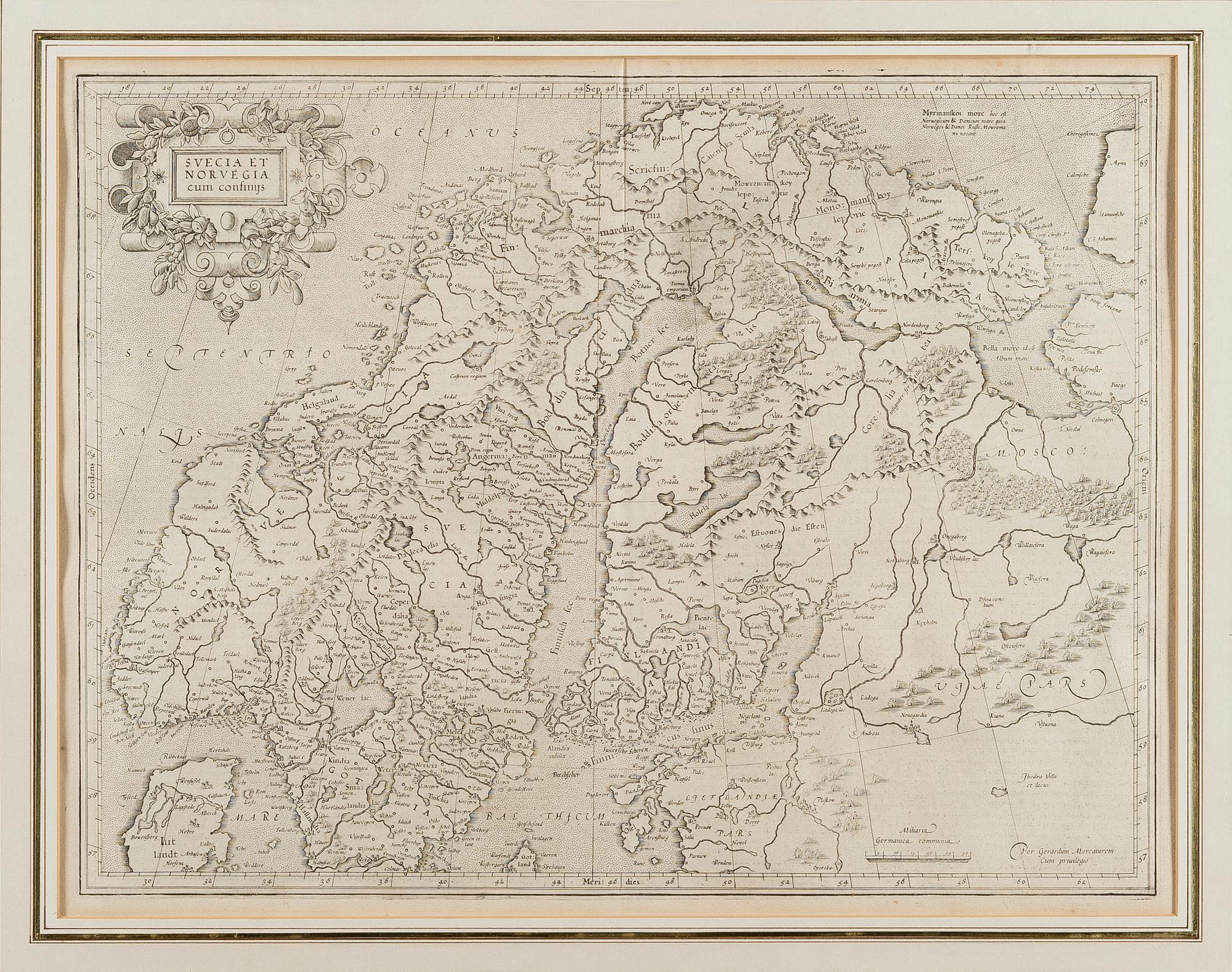 A MAP, "Suecia Et Norvegia cum confinijs", probably 16th/17th century.