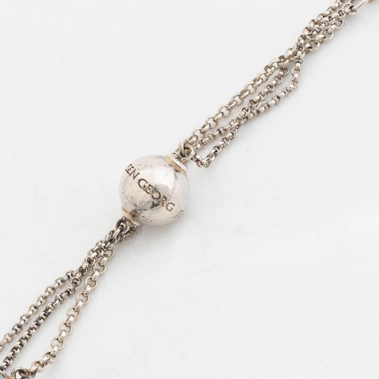Georg Jensen, cultured pearl and aquamarine silver necklace.