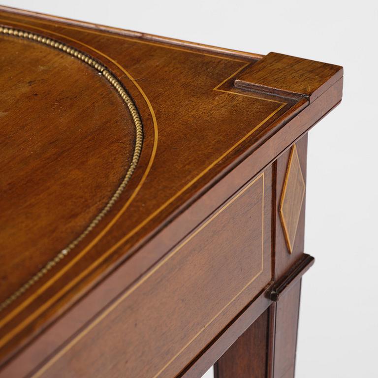A late Gustavian mahogany parquetry table by L. Qvarnberg '(master in Stockholm 1801-1813).