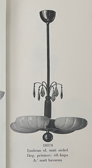 Harald Notini, taklampa, modell "10363", Arvid Böhlmarks Lampfabrik, Stockholm, 1930-tal.