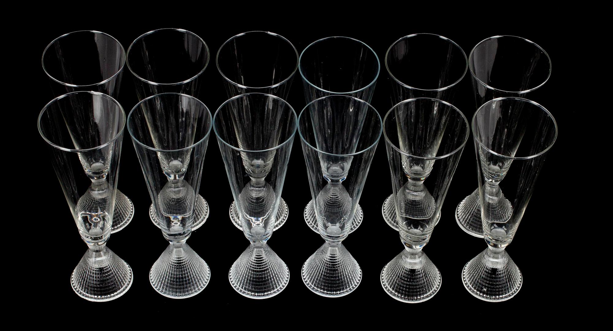 CHAMPAGNEGLAS, 12 kpl, "Briljant", Tapio Wirkkala, Iittala.
