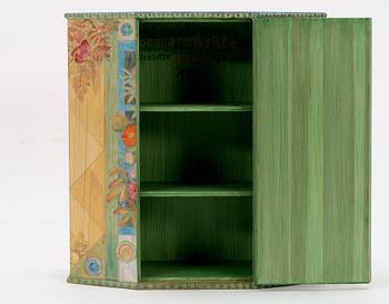 A Carl Malmsten wallhanging cabinet, 'Pluntan', decorated by Liselotte Malmsten.