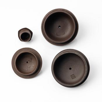 Tekannor, fyra stycken, yixing, Kina, 1980-/90-tal.